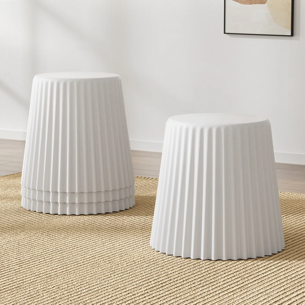 Artiss Set of 4 Cupcake Bar Stools Stackable Foot Stool White - Image 7