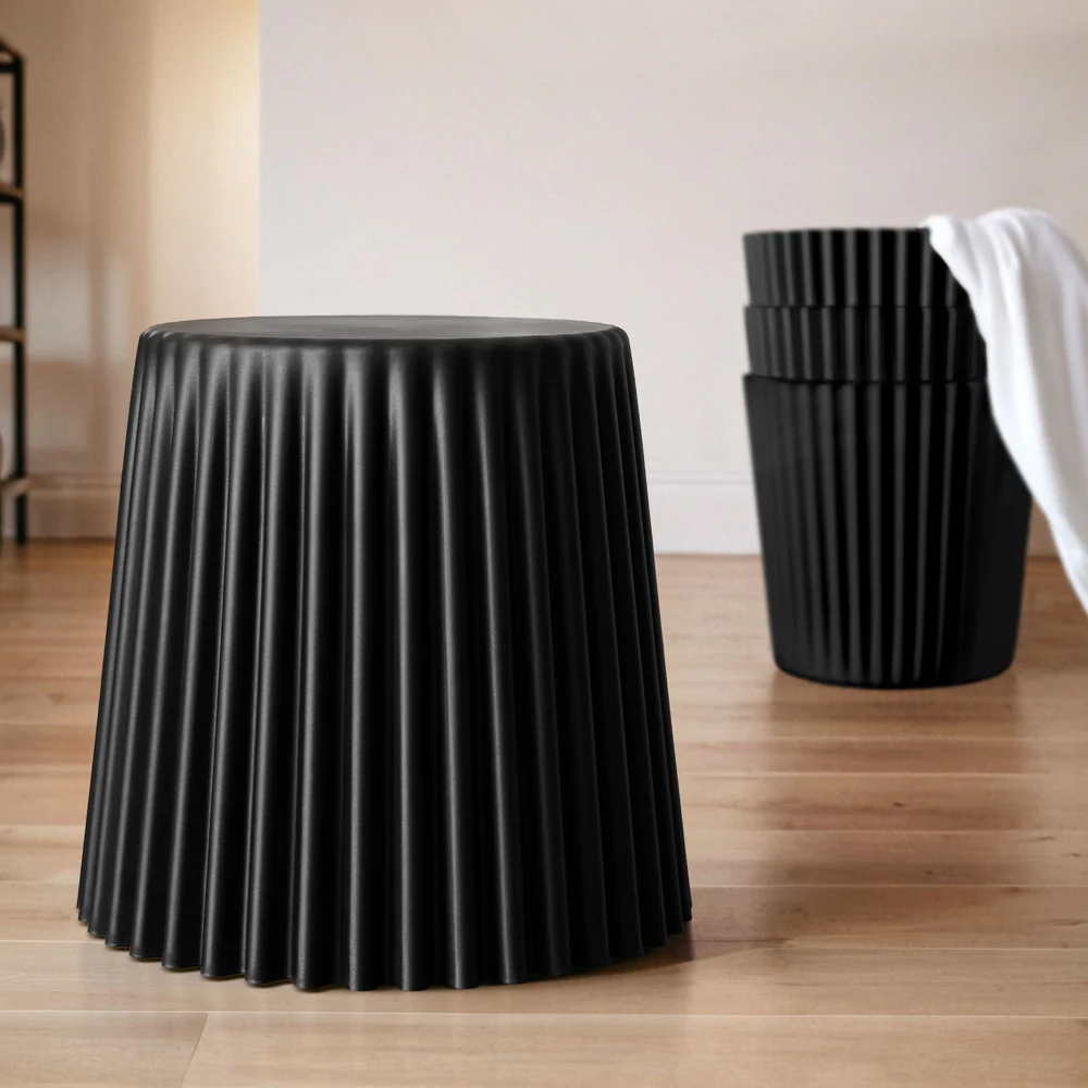 Artiss Set of 4 Cupcake Bar Stools Stackable Foot Stools Black - Image 2
