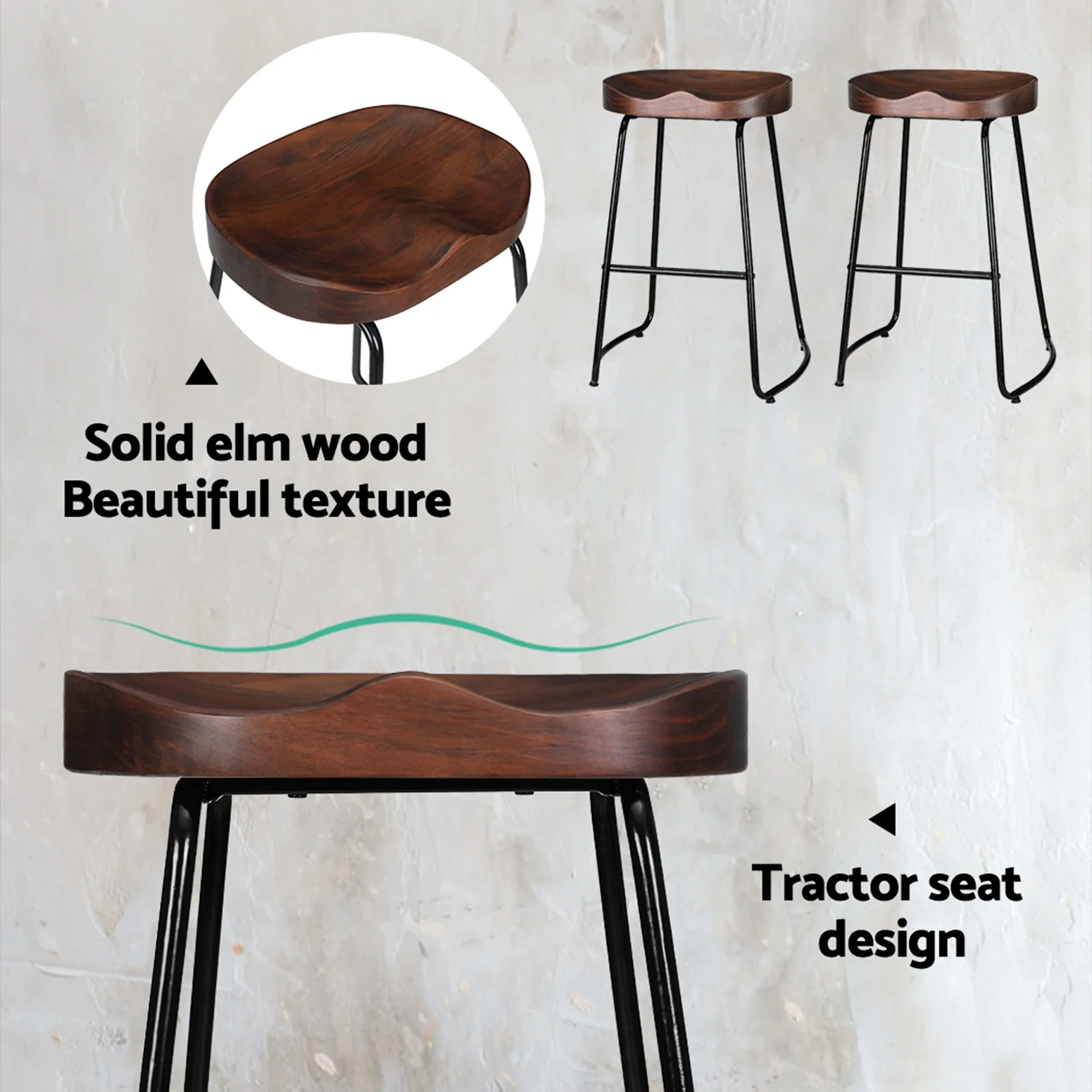 Artiss 4x Bar Stools Tractor Seat 65cm - Image 5
