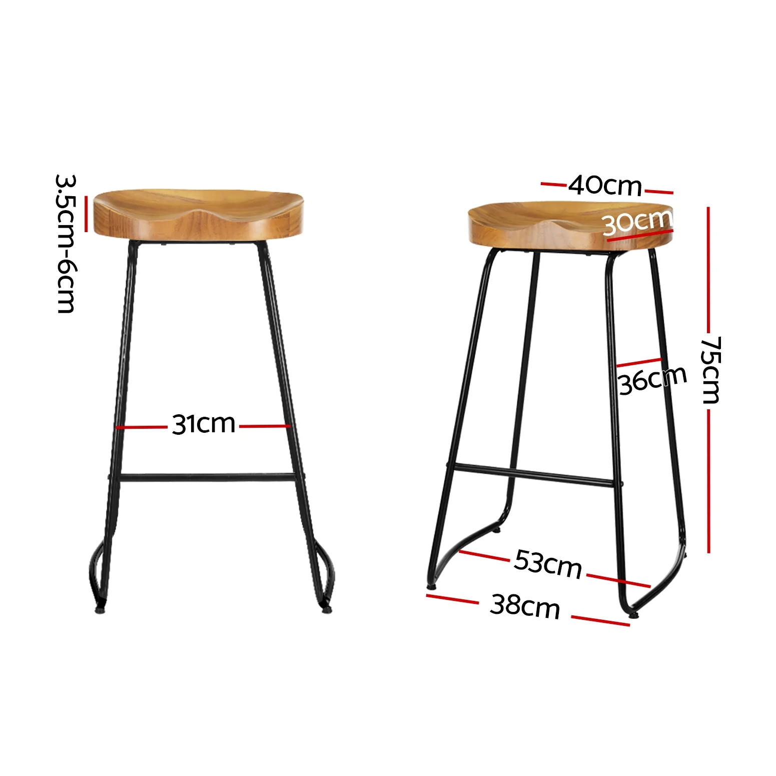 Artiss 4x Bar Stools Tractor Seat 75cm Wooden - Image 2