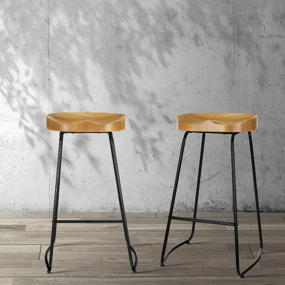 Artiss 4x Bar Stools Tractor Seat 75cm Wooden - Image 8