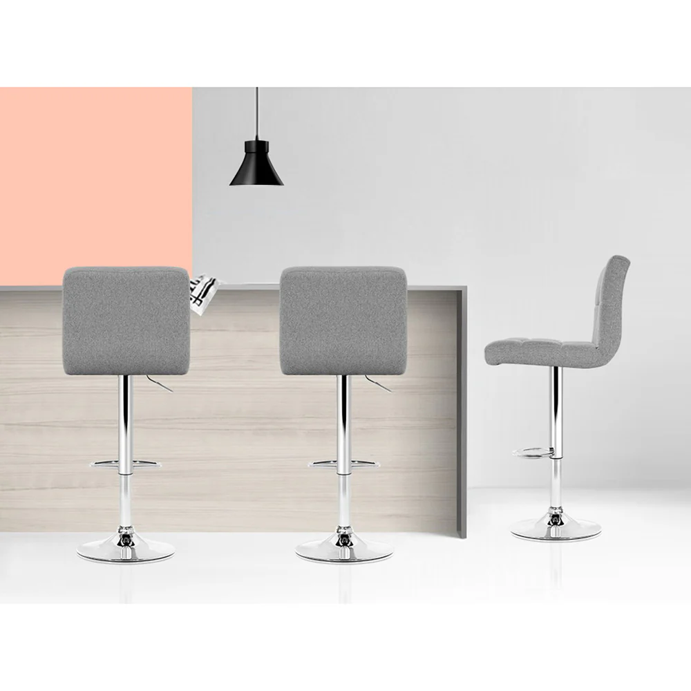 Artiss 4x Bar Stools Leather Gas Lift Grey - Image 5