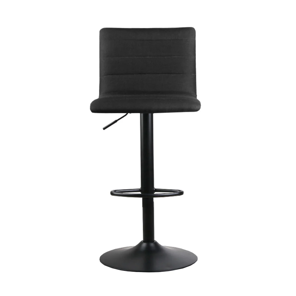Artiss 4x Bar Stools Gas Lift Linen Fabric Black - Image 3