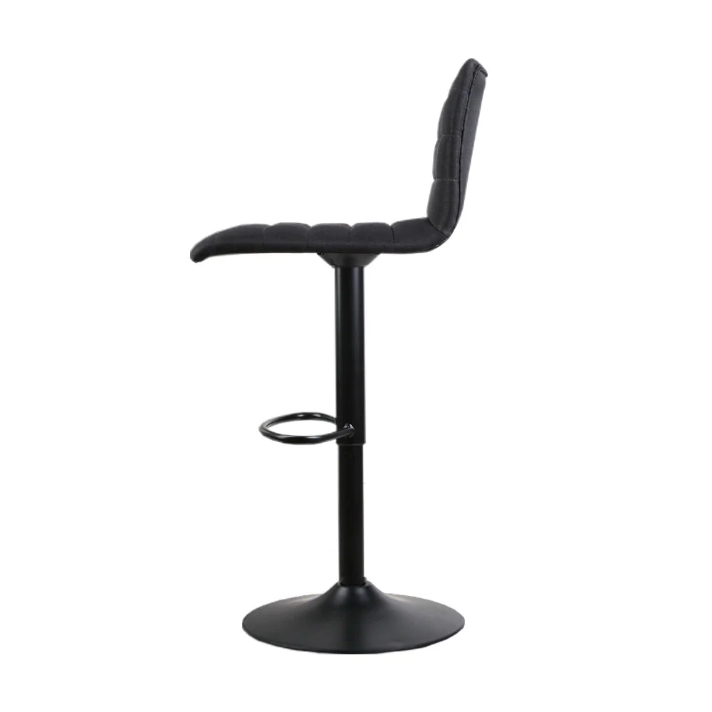 Artiss 4x Bar Stools Gas Lift Linen Fabric Black - Image 4