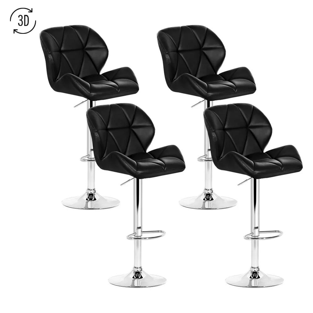 Artiss 4x Bar Stools Gas Lift Padded Leather Black