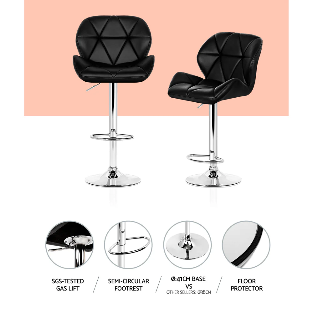 Artiss 4x Bar Stools Gas Lift Padded Leather Black - Image 6