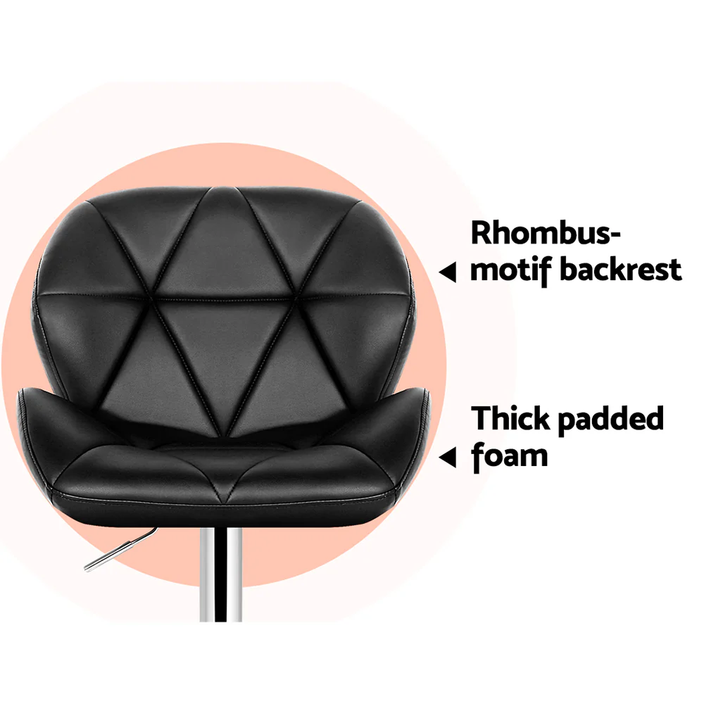 Artiss 4x Bar Stools Gas Lift Padded Leather Black - Image 7
