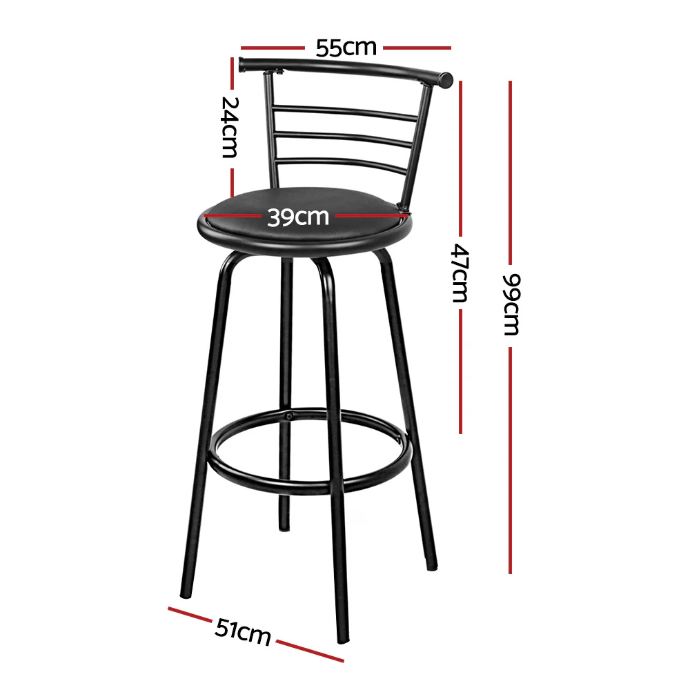 Artiss 4x Bar Stools Swivel Leather Padded Metal - Image 2