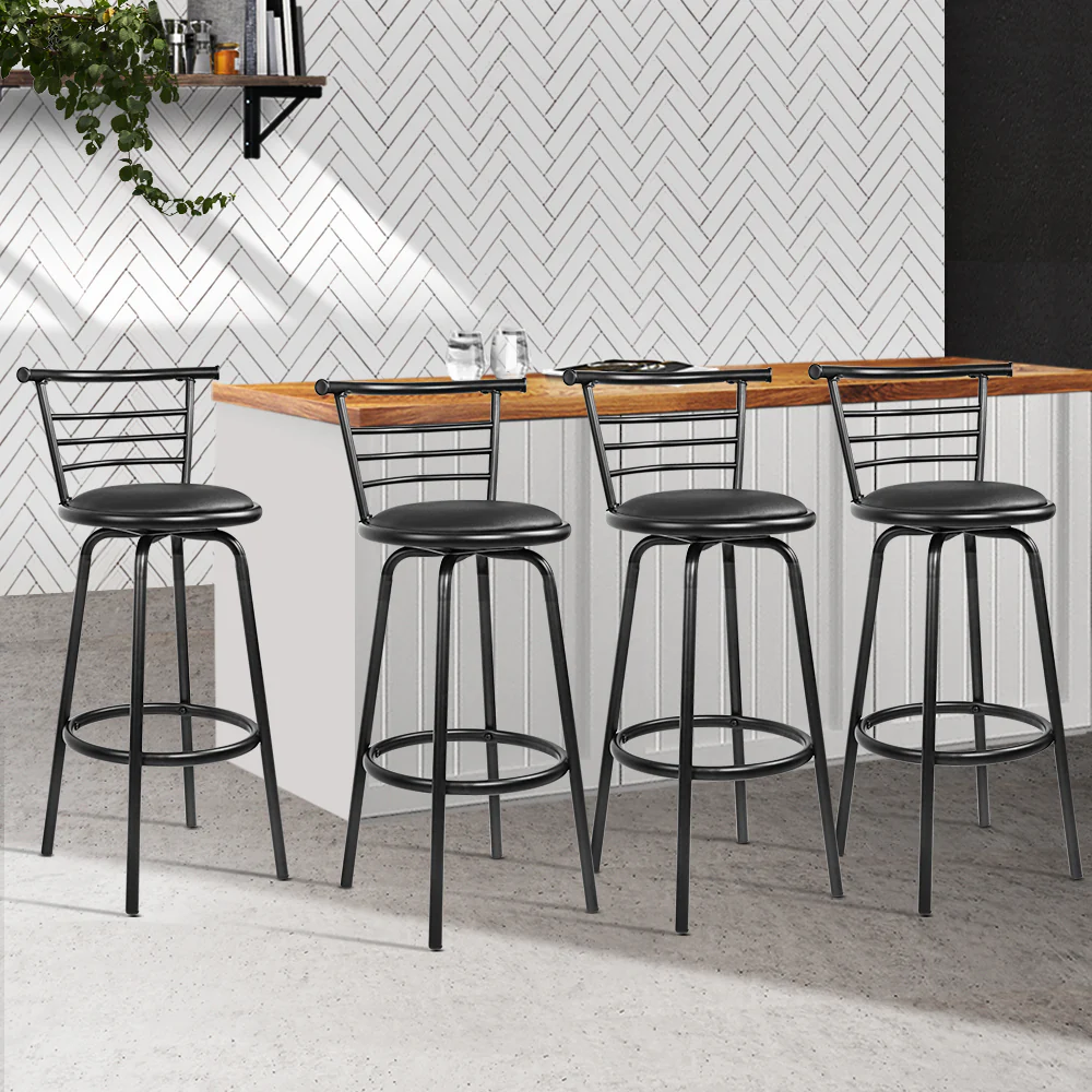 Artiss 4x Bar Stools Swivel Leather Padded Metal - Image 8