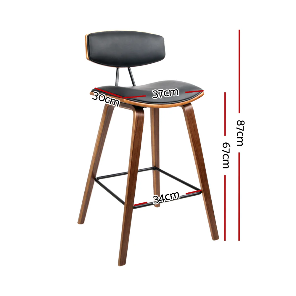 Artiss 4x Bar Stools Leather Padded w/Backrest - Image 3