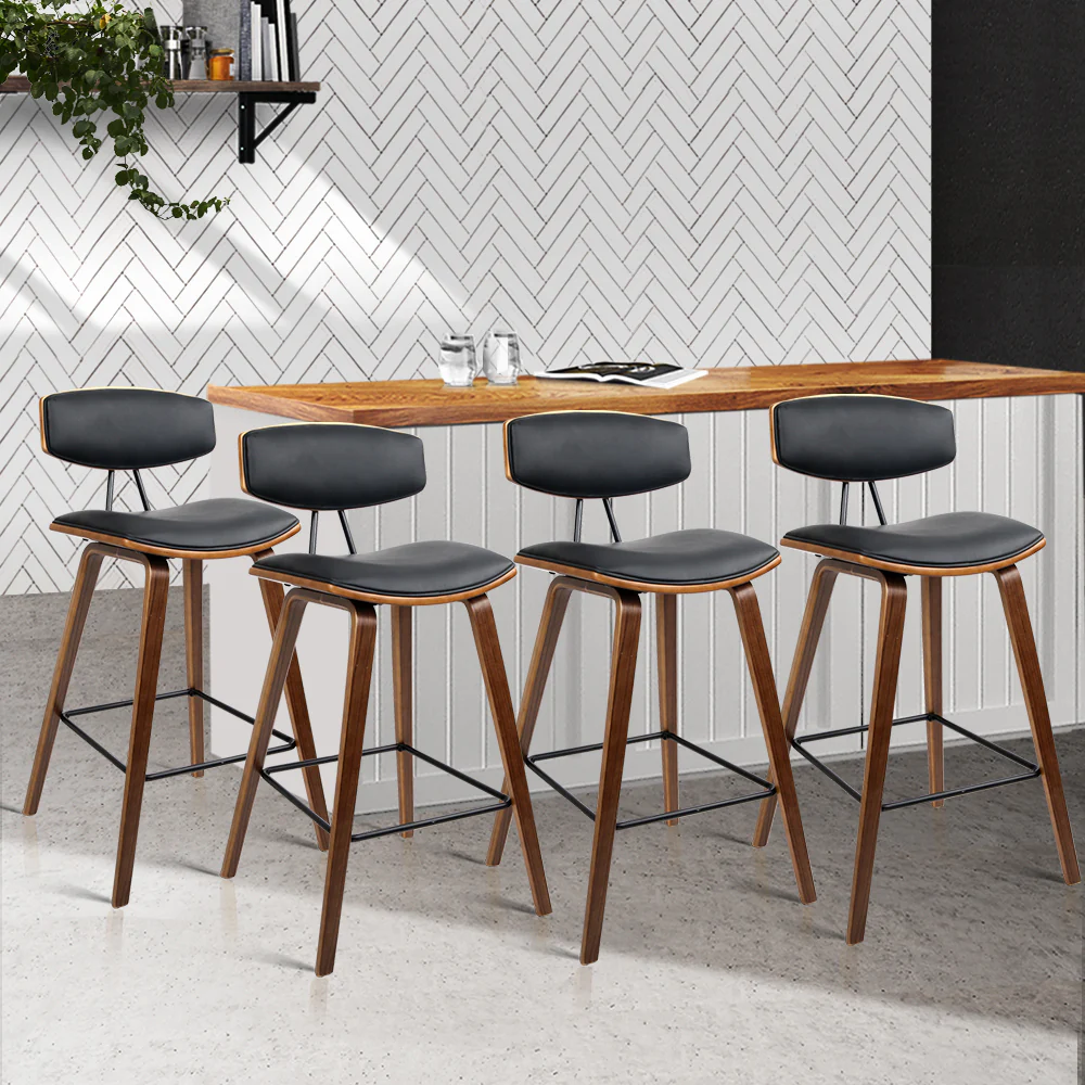 Artiss 4x Bar Stools Leather Padded w/Backrest - Image 9