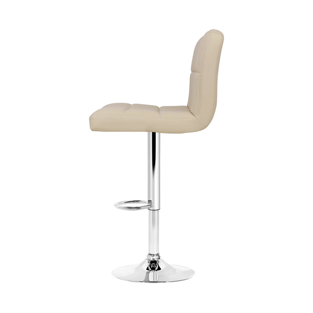 Artiss 4x Bar Stools Leather Gas Lift Beige - Image 4