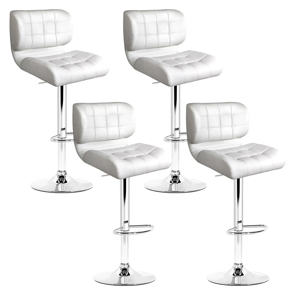 Artiss 4x Bar Stools Gas Lift Leather Padded White