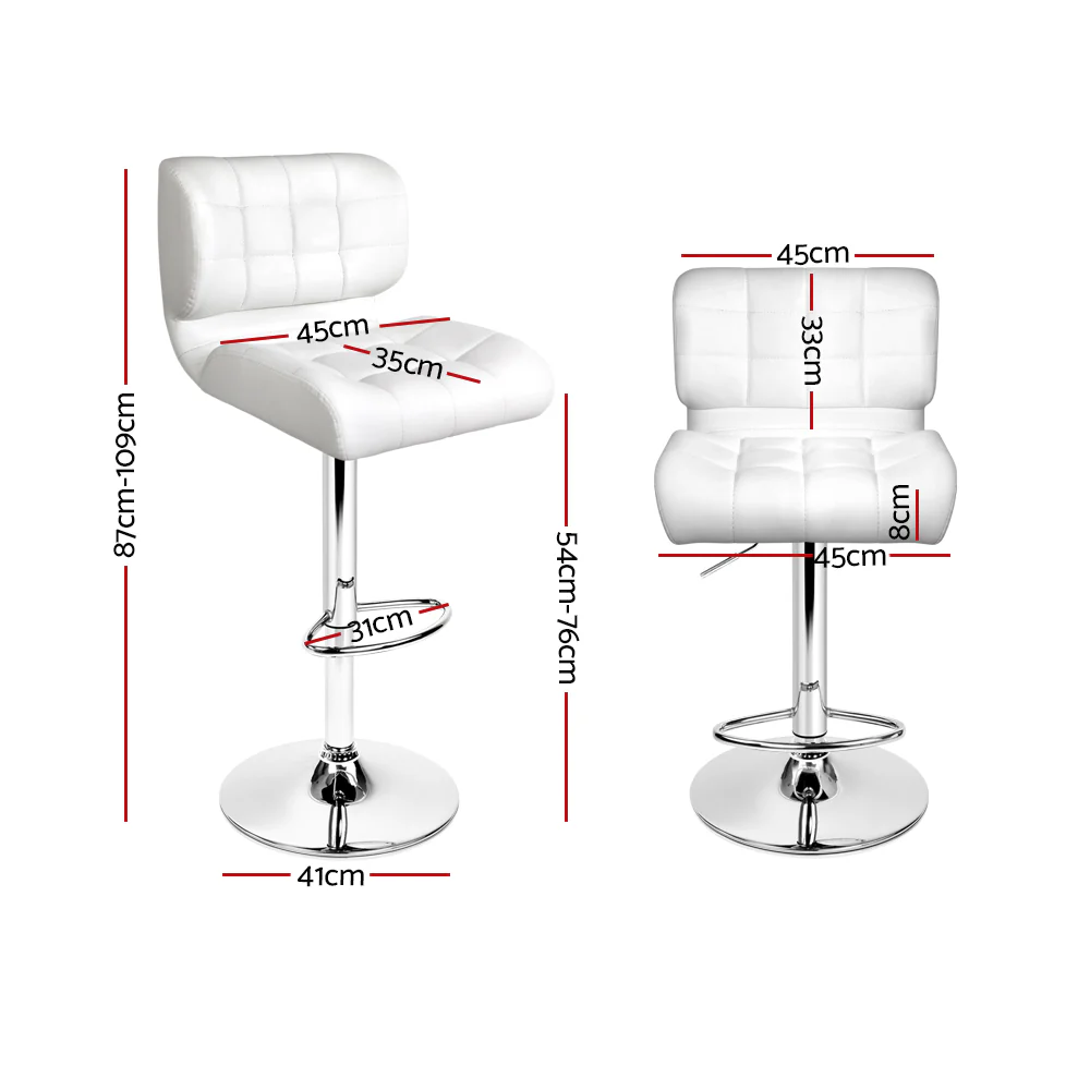 Artiss 4x Bar Stools Gas Lift Leather Padded White - Image 2