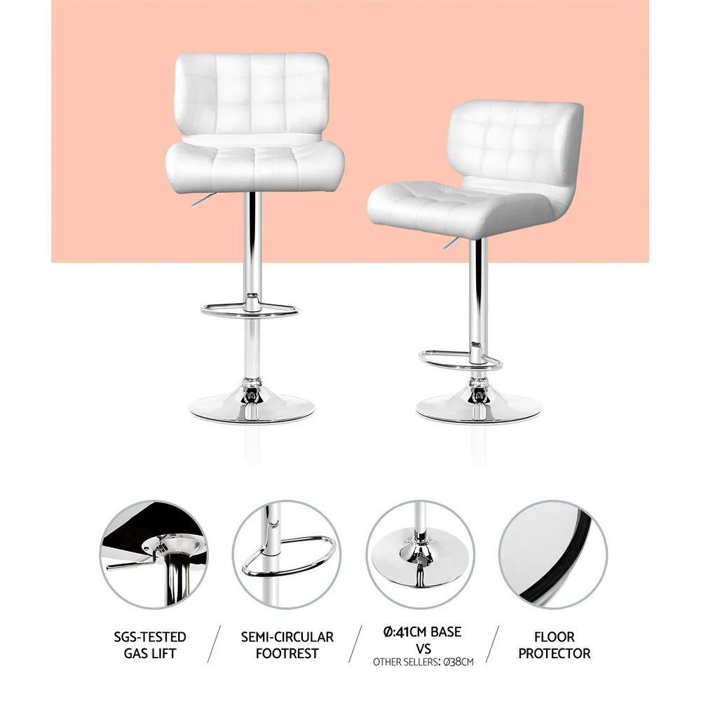 Artiss 4x Bar Stools Gas Lift Leather Padded White - Image 5