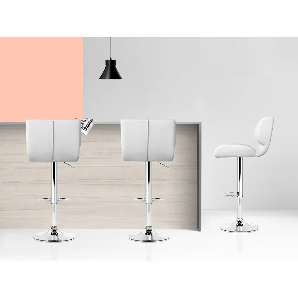 Artiss 4x Bar Stools Gas Lift Leather Padded White - Image 6