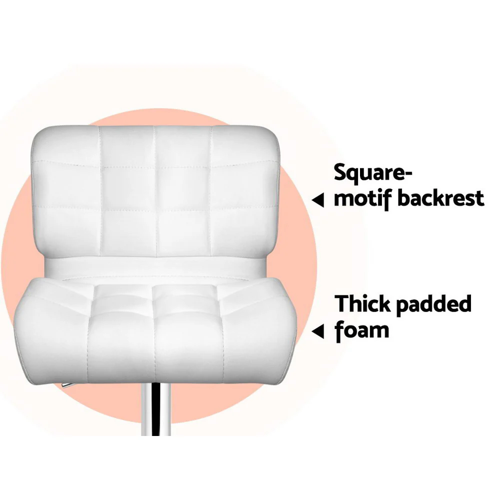 Artiss 4x Bar Stools Gas Lift Leather Padded White - Image 7
