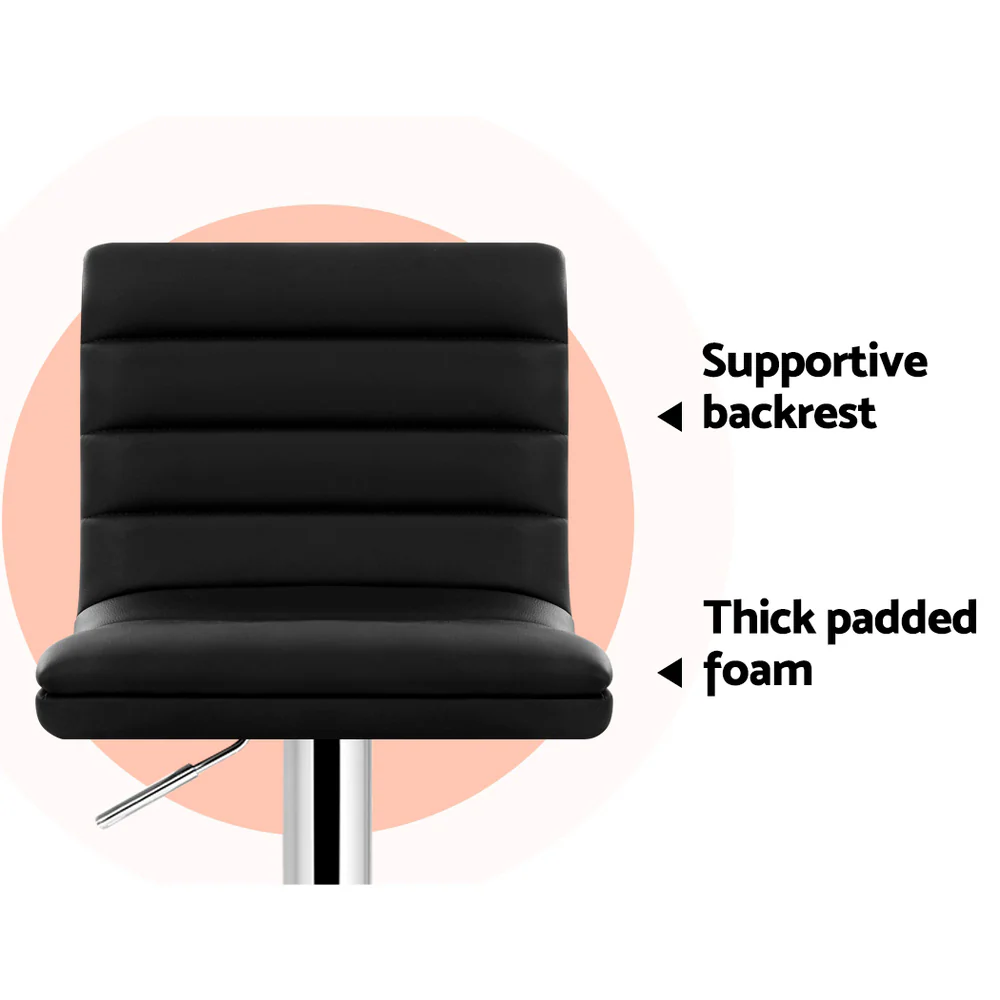 Artiss 4x Bar Stools Padded Leather Gas Lift Black - Image 6