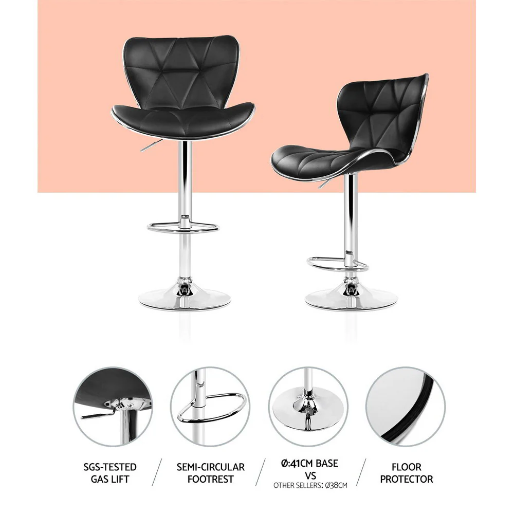Artiss 4x Bar Stools Gas Lift Leather Seat Black - Image 6