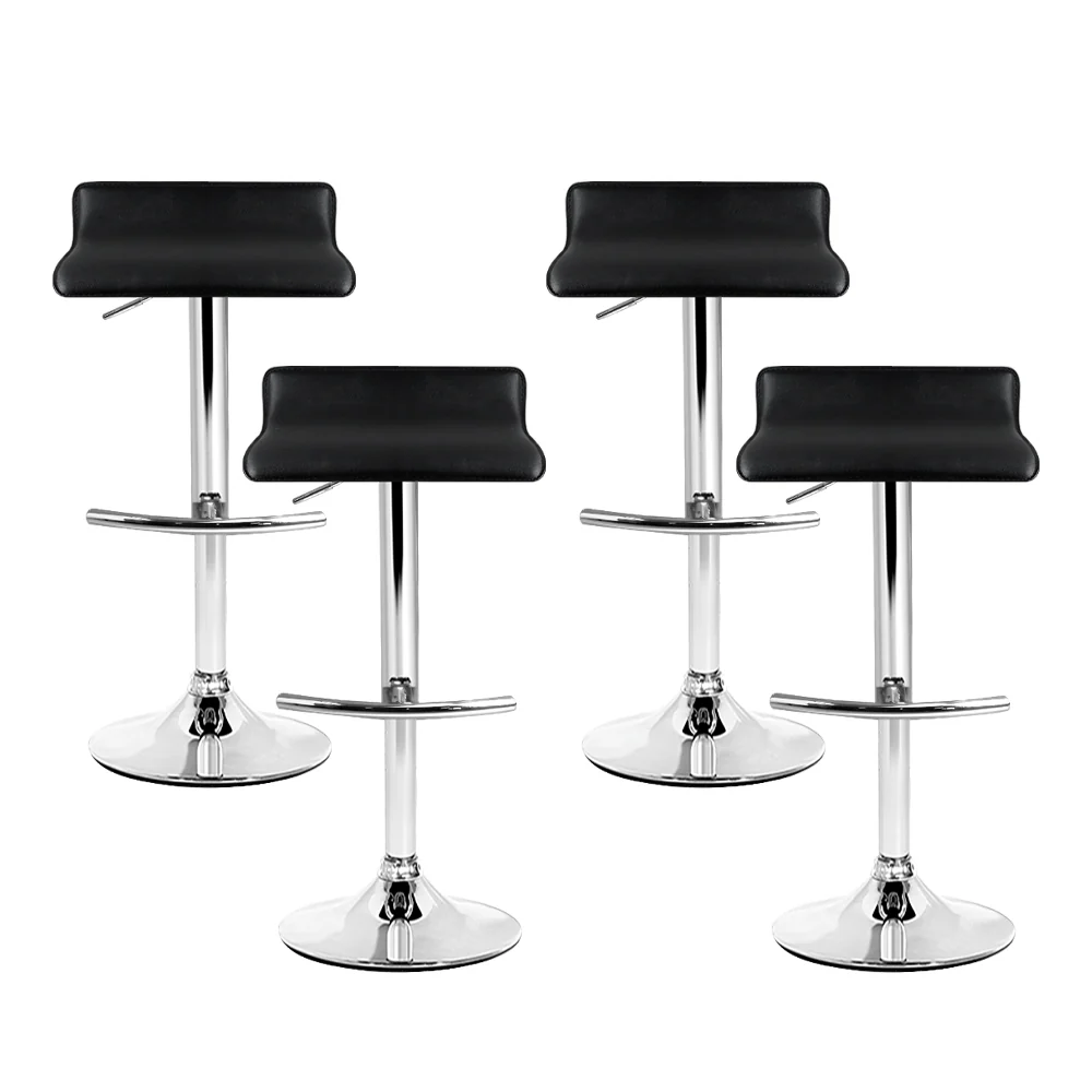 Artiss 4x Bar Stools Adjustable Gas Lift Chairs Black - Image 3