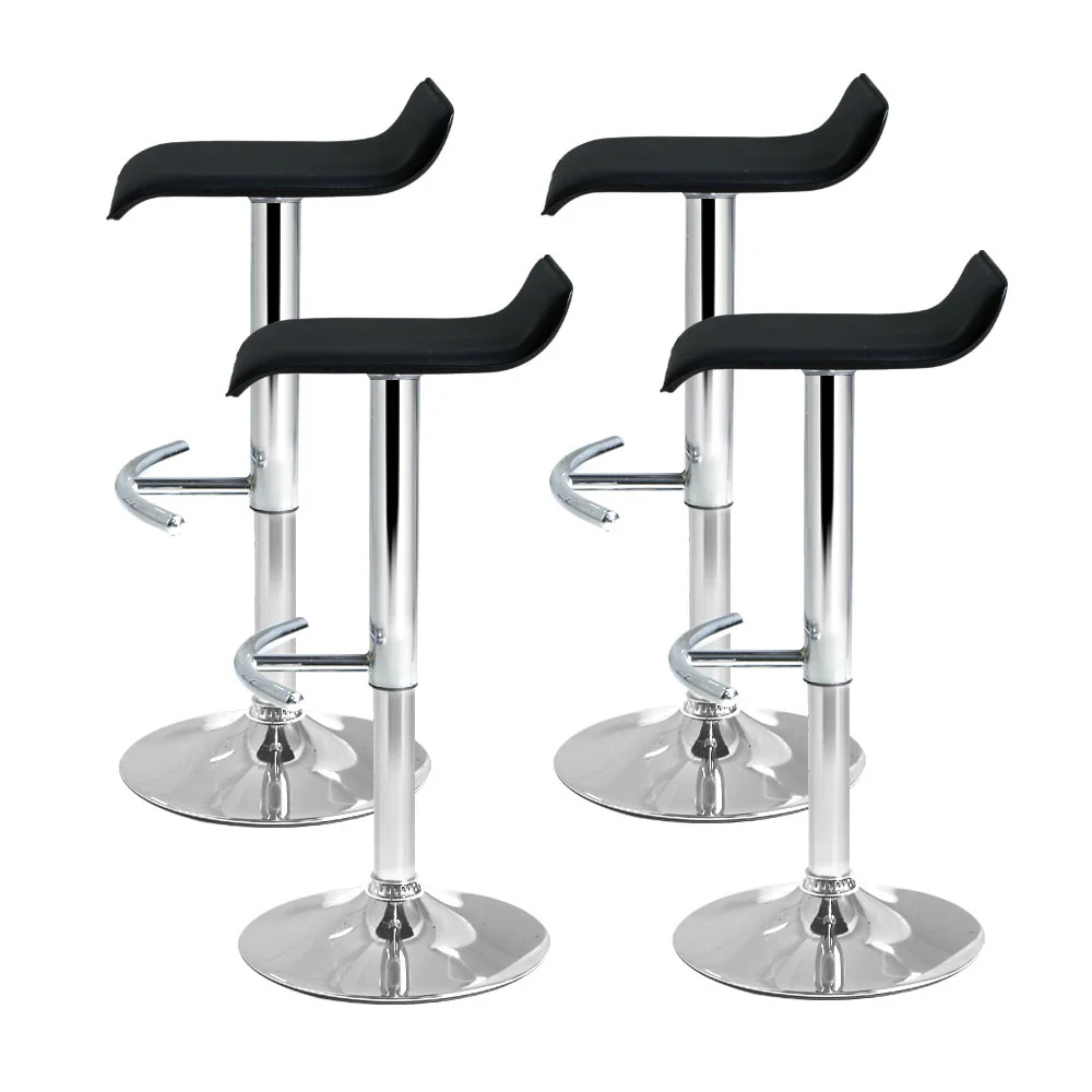 Artiss 4x Bar Stools Adjustable Gas Lift Chairs Black - Image 4