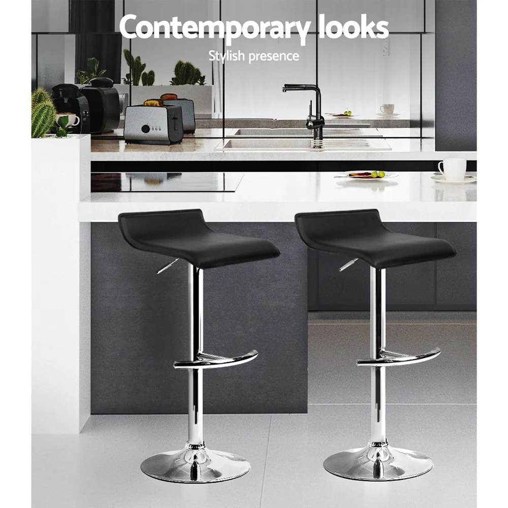 Artiss 4x Bar Stools Adjustable Gas Lift Chairs Black - Image 5