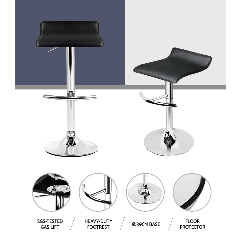 Artiss 4x Bar Stools Adjustable Gas Lift Chairs Black - Image 6