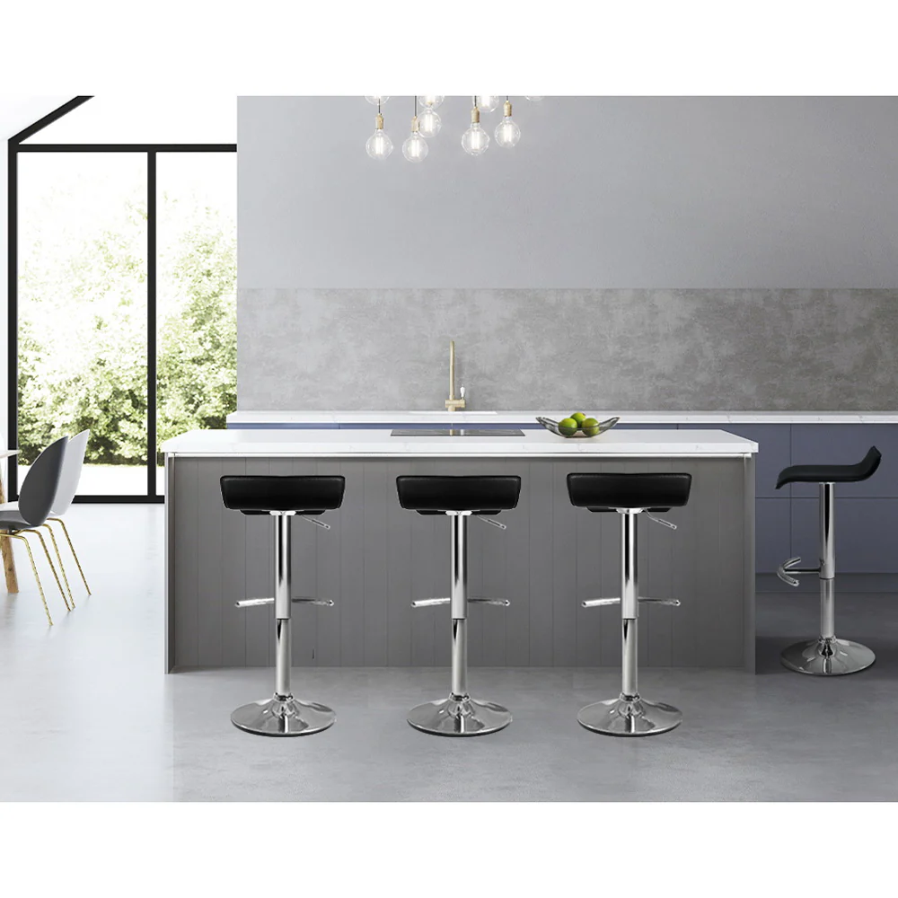 Artiss 4x Bar Stools Adjustable Gas Lift Chairs Black - Image 7
