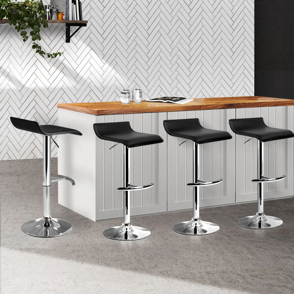Artiss 4x Bar Stools Adjustable Gas Lift Chairs Black - Image 8