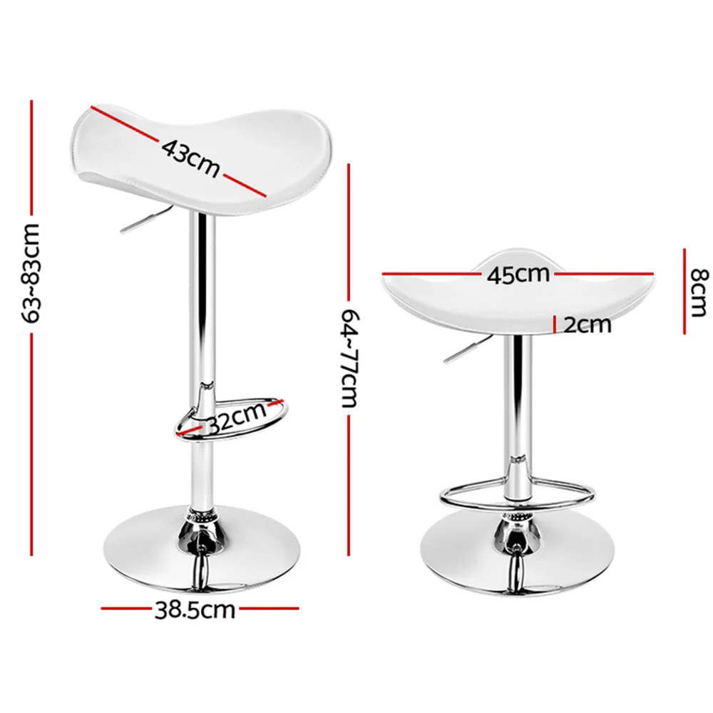 Artiss 4x Bar Stools Leather Gas Lift Chair White - Image 2