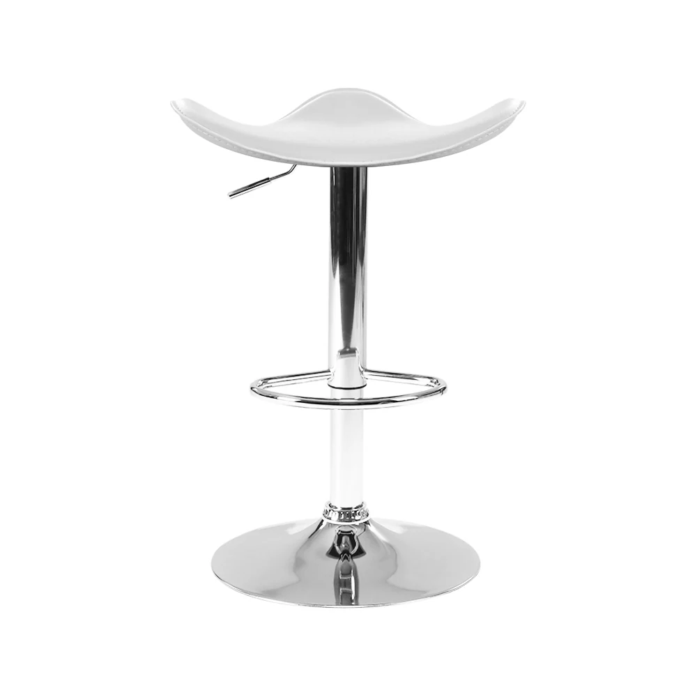 Artiss 4x Bar Stools Leather Gas Lift Chair White - Image 3