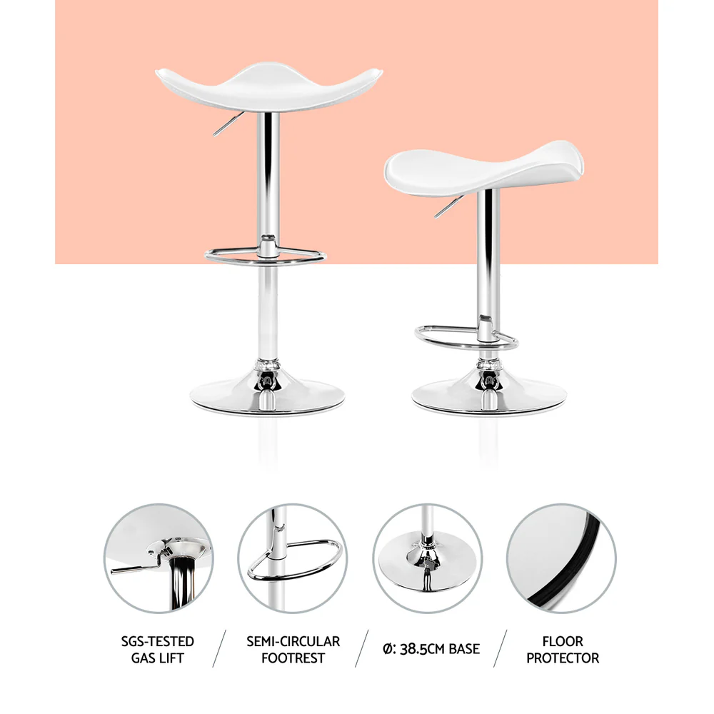 Artiss 4x Bar Stools Leather Gas Lift Chair White - Image 5