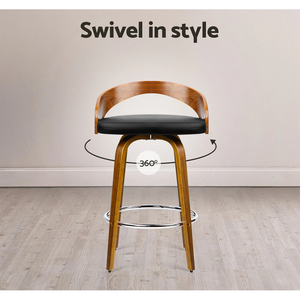 Artiss 4x Bar Stools Swivel Seat Curving Backrest - Image 7