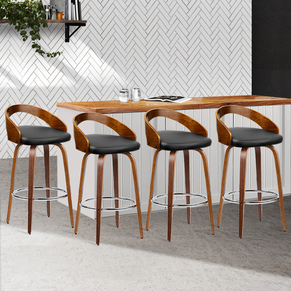 Artiss 4x Bar Stools Swivel Seat Curving Backrest - Image 8