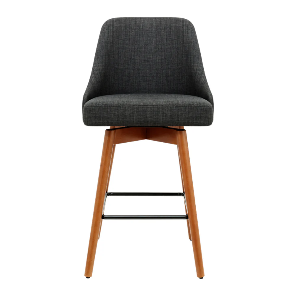 Artiss 4x Bar Stools Swivel Seat Wooden Charcoal - Image 4