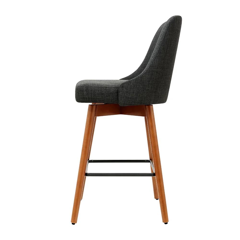 Artiss 4x Bar Stools Swivel Seat Wooden Charcoal - Image 5
