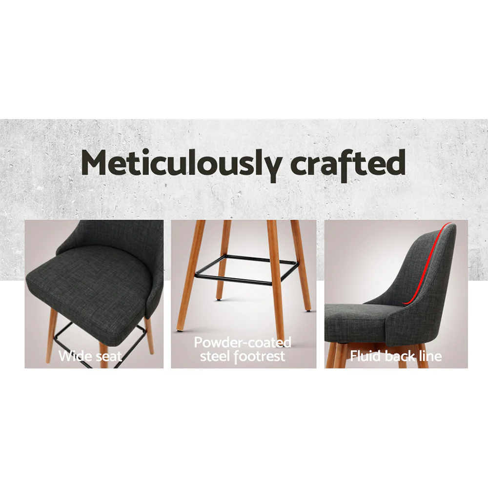Artiss 4x Bar Stools Swivel Seat Wooden Charcoal - Image 6