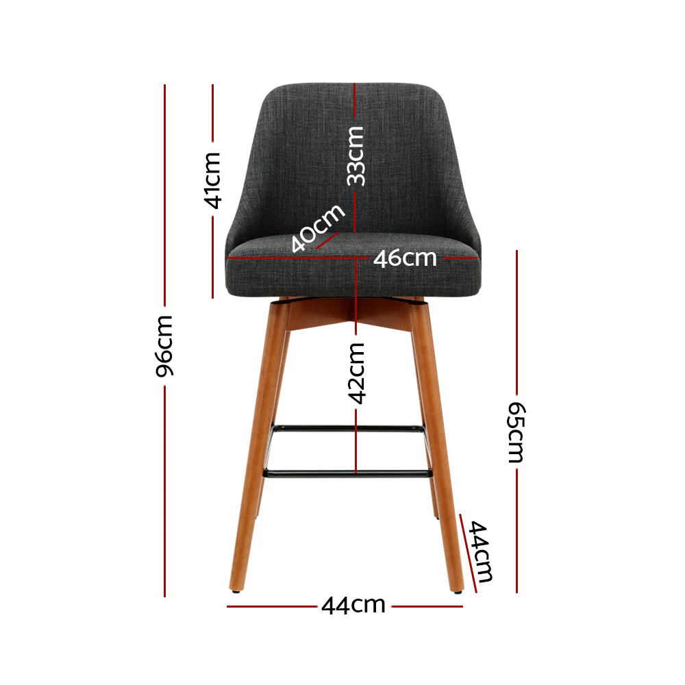 Artiss 4x Bar Stools Swivel Seat Wooden Charcoal - Image 9