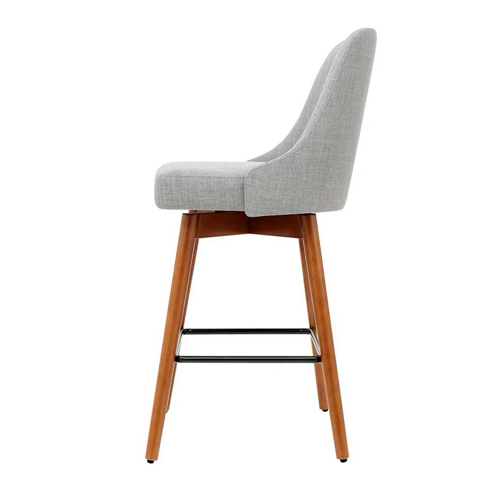 Artiss 4x Bar Stools Swivel Seat Wooden Grey - Image 4