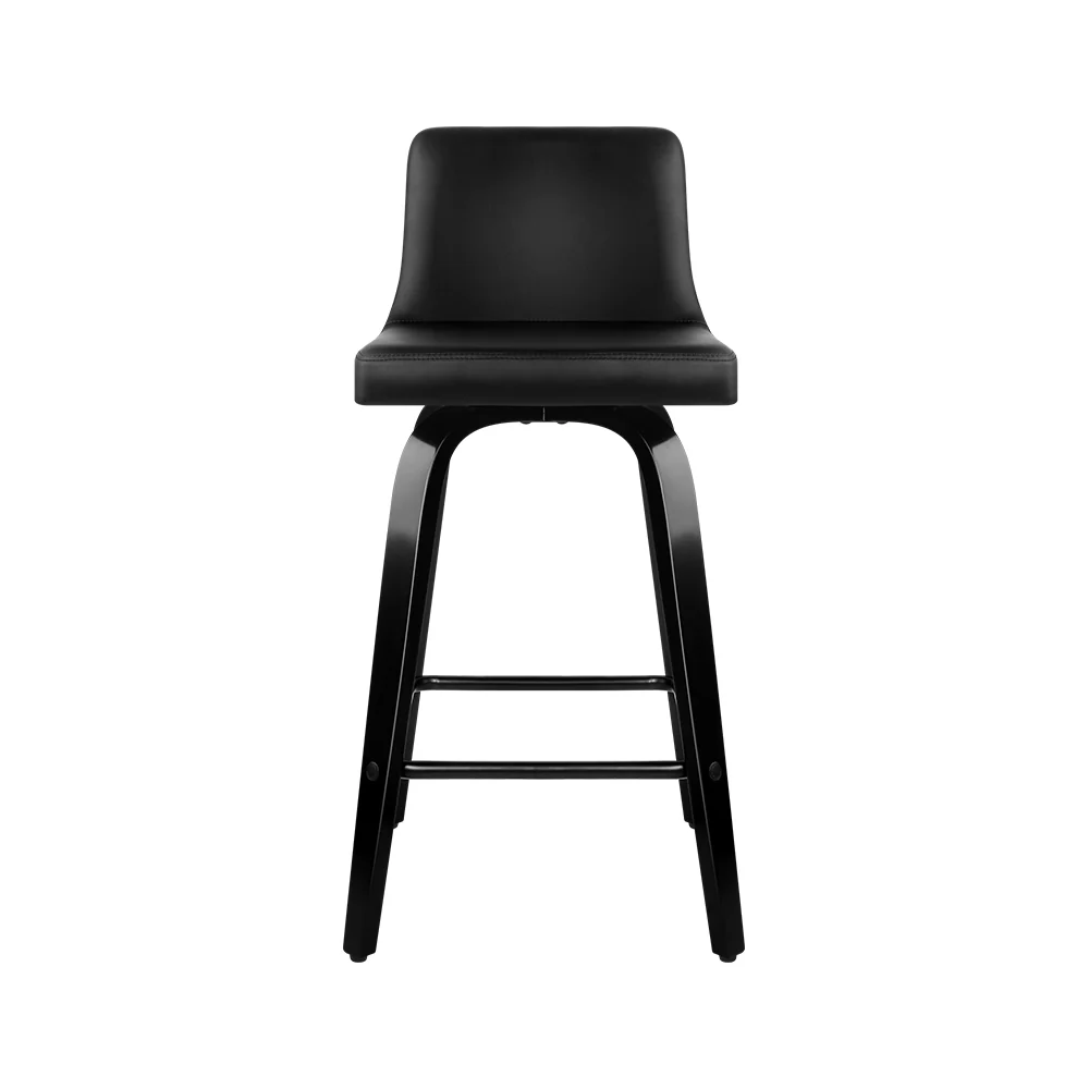 Artiss Bar Stools Kitchen Leather Barstools Swivel Wooden Chairs X4 - Image 3