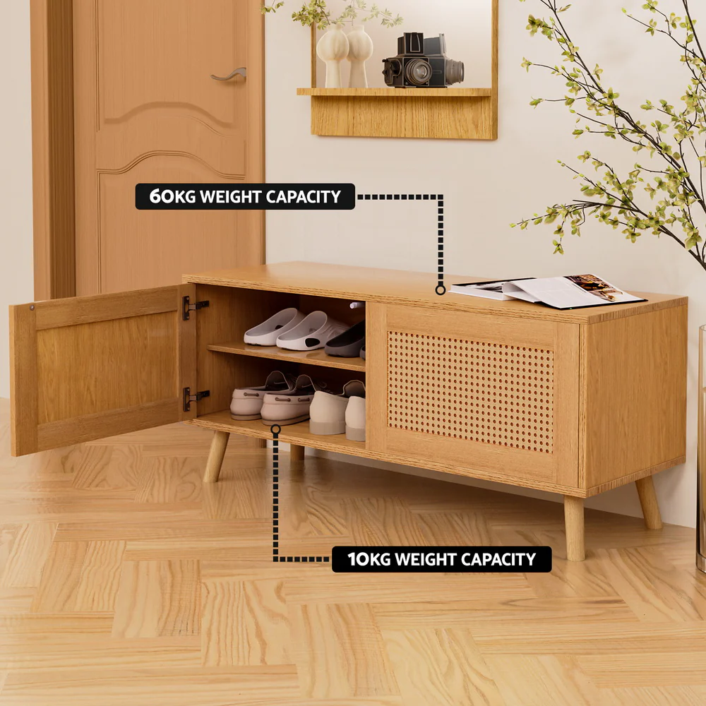 Artiss Shoe Bench Up to 10 Pairs Rattan Starlyn - Image 6