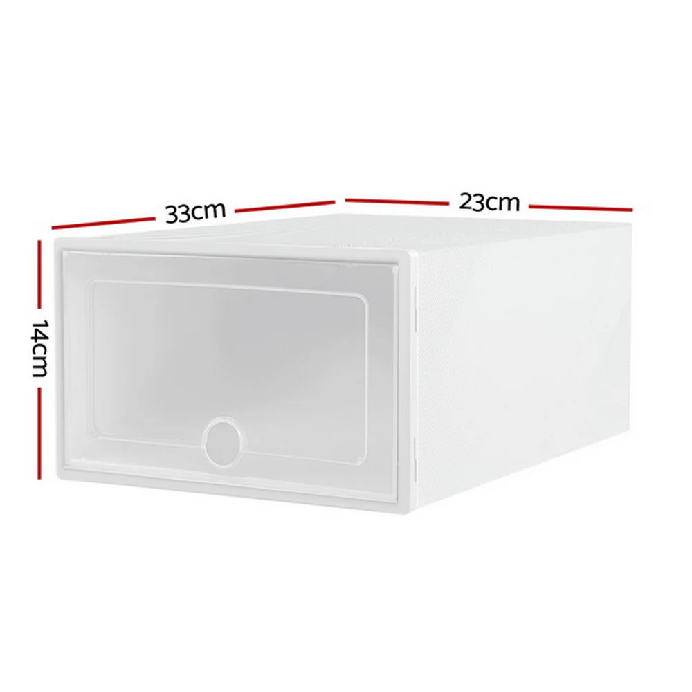 Artiss Shoe Box Set of 12 Storage Case Stackable Plastic Shoe Cabinet Cube White - Image 3