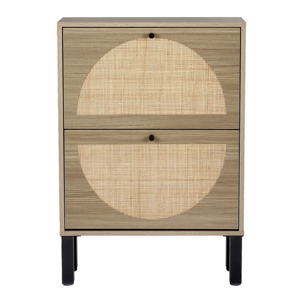 Artiss Shoe Cabinet 2 Drawers Rattan 6 Pairs - Image 4