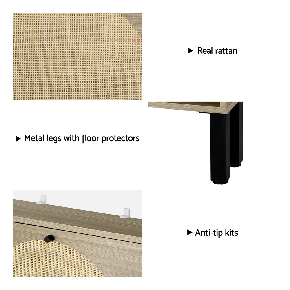 Artiss Shoe Cabinet 2 Drawers Rattan 6 Pairs - Image 6