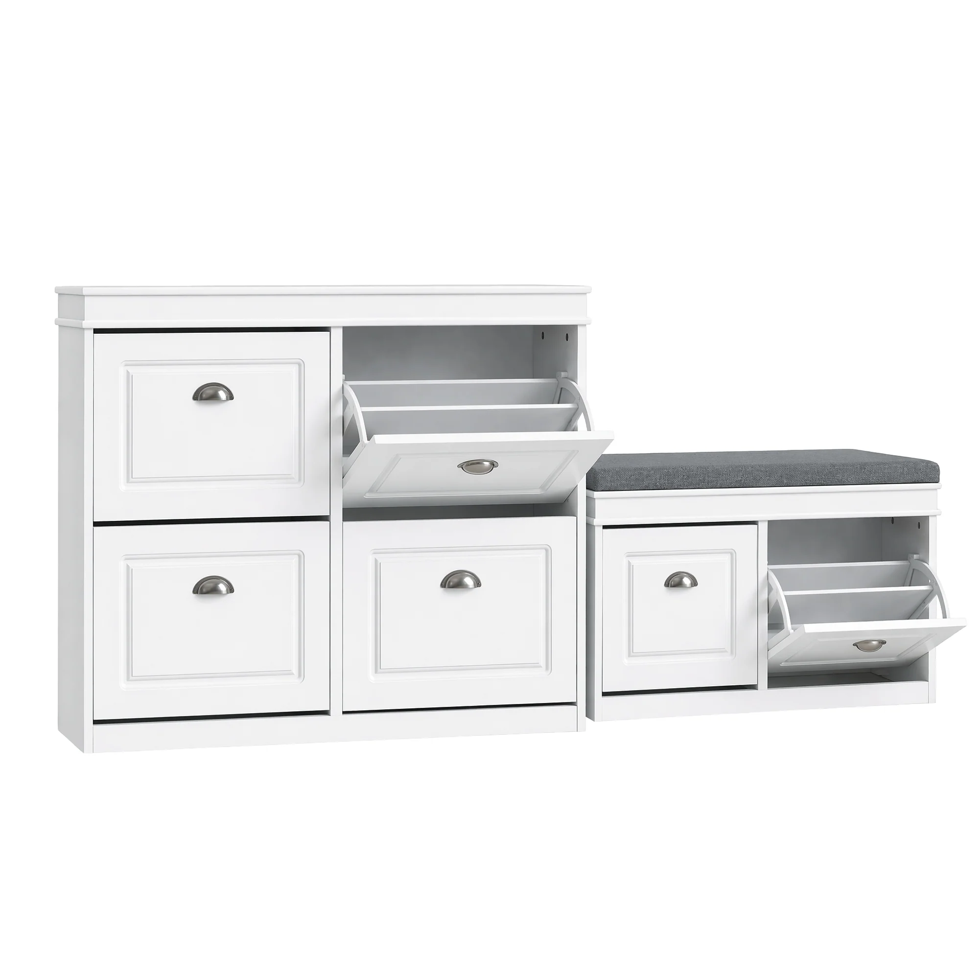 Artiss Shoe Cabinet Bench Set Flip Drawer Hallway Living Room White - Image 2
