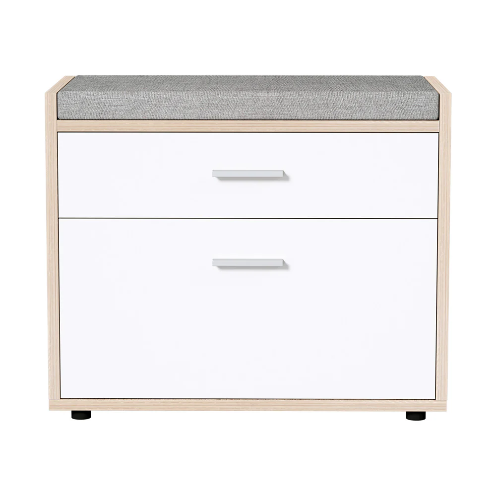 Artiss Shoe Rack Bench Shoe Cabinet 8 Pairs White Niva - Image 3
