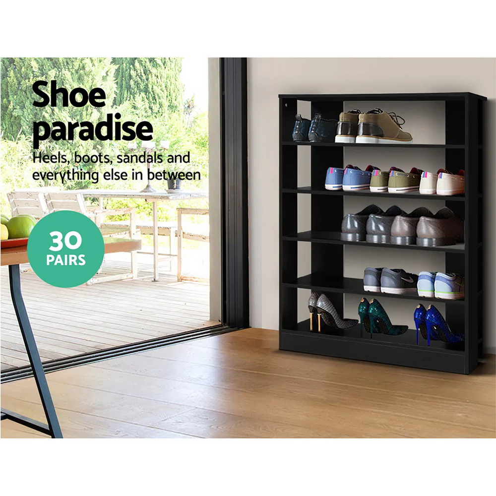 Artiss Shoe Rack 30 Pairs 6-Tier Shelf Black - Image 5