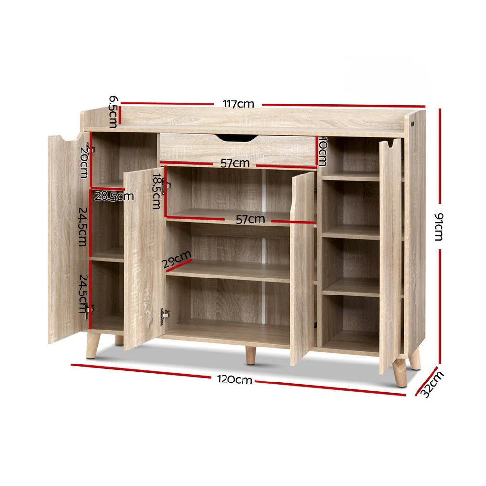 Artiss Shoe Rack Cabinet 26 Pairs Adjustable Pine Cissy - Image 8