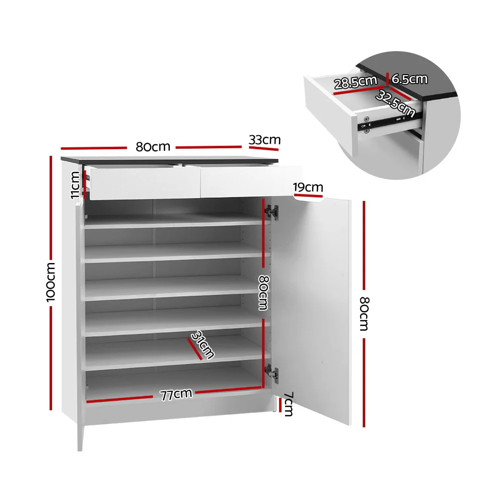Artiss Shoe Rack Cabinet 30 Pairs White Eve - Image 3
