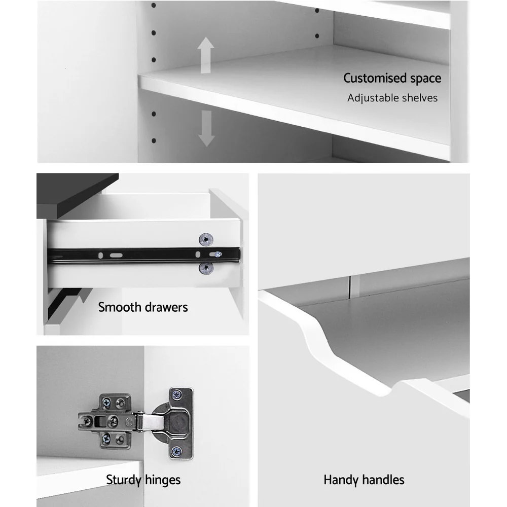 Artiss Shoe Rack Cabinet 30 Pairs White Eve - Image 8